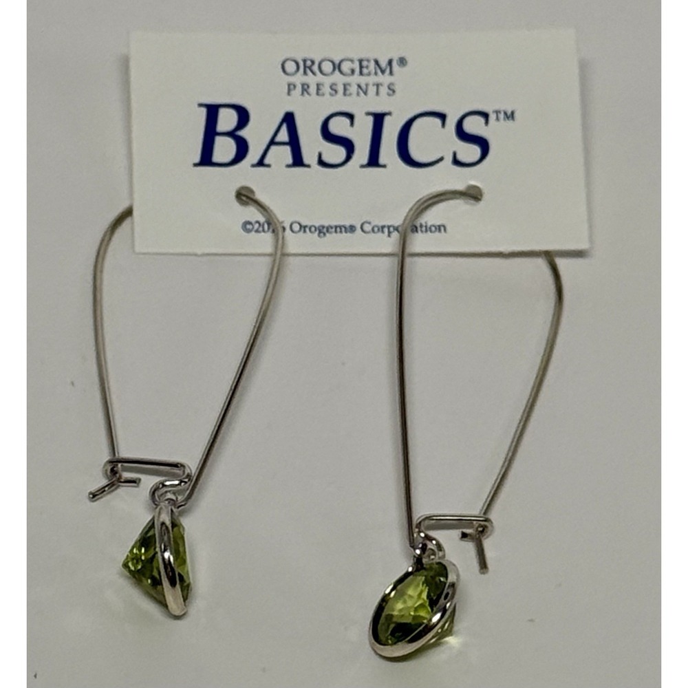 OROGEMS Basics Peridot Solitaire Dangle Drop Earrings Silver Green Gemstone